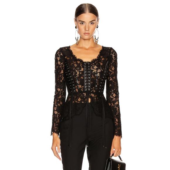 NWT Dolce & Gabbana Black Lace Long Sleeve Top Blouse IT 44 - Picture 6 of 12